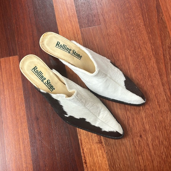rolling stone Shoes - ROLLING STONE vintage cow fur mules from Mexico 26